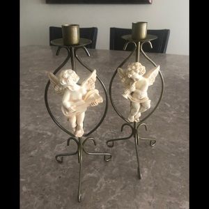 Angel Cherub Candle Holders - Set of 2
